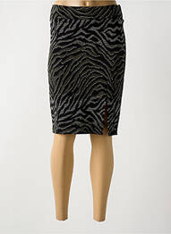 Jupe mi-longue coupe droite noir RIVIERES DE LUNE femme