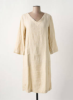 Robe mi-longue manches 3/4 manches 3/4 beige COUTURIST femme