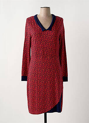 Robe mi-longue imprimé fantaisie manches longues rouge LA FIANCEE DU MEKONG femme
