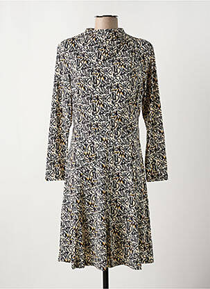 Robe mi-longue coupe fluide manches longues beige K-DESIGN femme