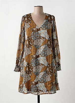 Robe courte coupe évasée manches longues marron LOLA ESPELETA femme