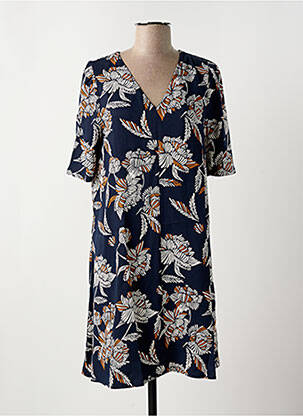 Robe mi-longue coupe fluide manches courtes bleu LOLA ESPELETA femme