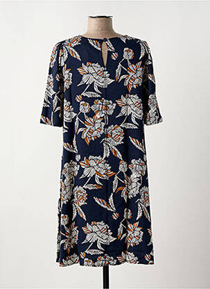 Robe mi-longue coupe fluide manches courtes bleu LOLA ESPELETA femme