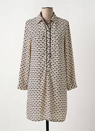 Robe mi-longue coupe fluide manches longues beige RIVIERES DE LUNE femme