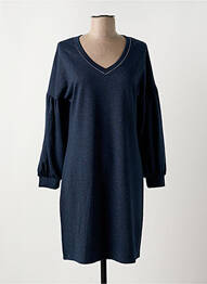 Robe mi-longue imprimé fantaisie manches longues bleu RIVIERES DE LUNE femme