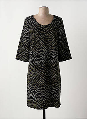 Robe mi-longue manches 3/4 manches 3/4 noir RIVIERES DE LUNE femme