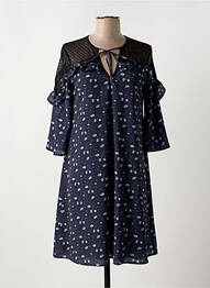 Robe mi-longue coupe fluide manches 3/4 bleu RIVIERES DE LUNE femme
