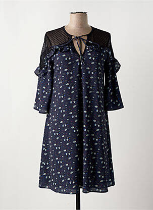 Robe mi-longue manches 3/4 manches 3/4 bleu RIVIERES DE LUNE femme