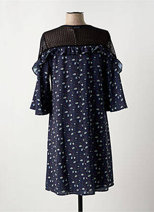 Robe mi-longue coupe fluide manches 3/4 bleu RIVIERES DE LUNE femme