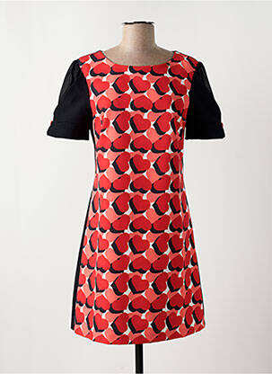 Robe mi-longue imprimé fantaisie manches courtes rouge RINASCIMENTO femme
