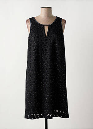 Robe mi-longue imprimé fantaisie sans manche noir RIVIERES DE LUNE femme