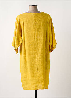 Robe mi-longue manches courtes manches courtes jaune RIVIERES DE LUNE femme