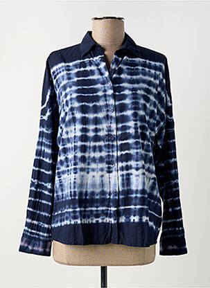 Chemisier imprimé fantaisie manches longues bleu KANOPE femme