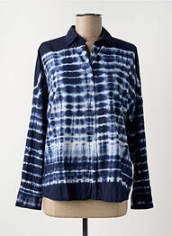 Chemisier imprimé fantaisie manches longues bleu KANOPE femme