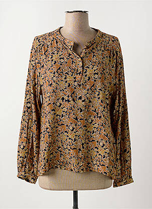 Blouse imprimé fantaisie manches longues marron KANOPE femme