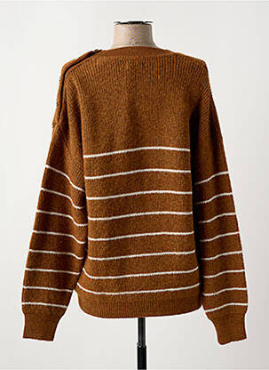 Pull col rond manches longues marron KANOPE femme