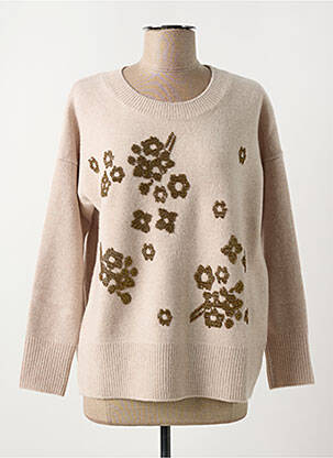 Pull resserrée sur le bas manches longues beige LEO & UGO femme