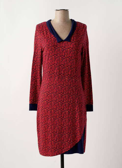 Robe mi-longue imprimé fantaisie manches longues rouge LA FIANCEE DU MEKONG femme