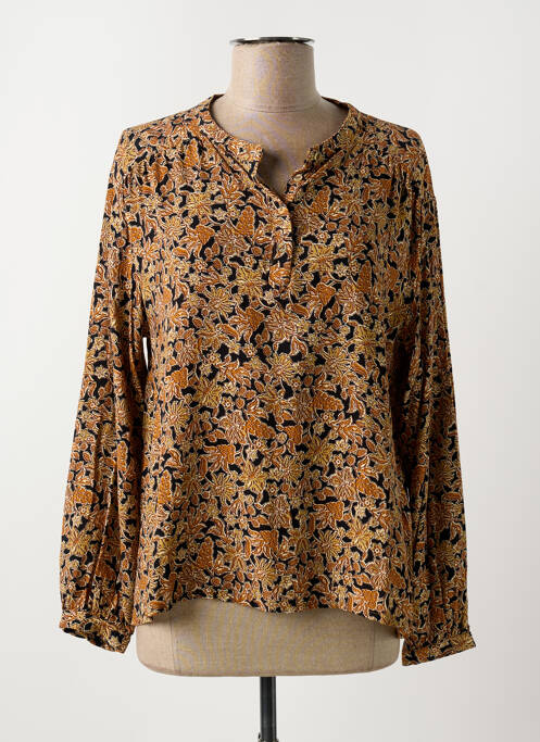 Blouse imprimé fantaisie manches longues marron KANOPE femme