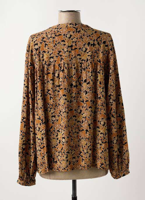Blouse imprimé fantaisie manches longues marron KANOPE femme