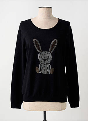 Pull col rond manches longues noir LEO & UGO femme