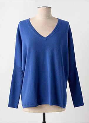 Pull col v manches longues bleu NOTSHY femme