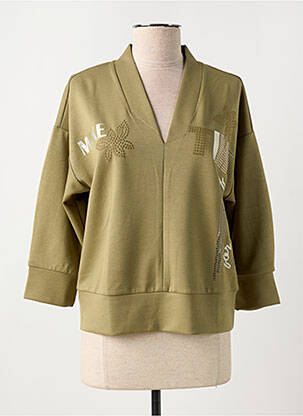 Sweat-shirt resserrée sur le bas manches 3/4 vert BETTY BARCLAY femme