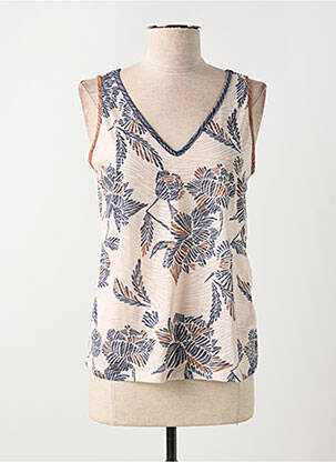 Top imprimé fantaisie sans manche beige LOLA ESPELETA femme