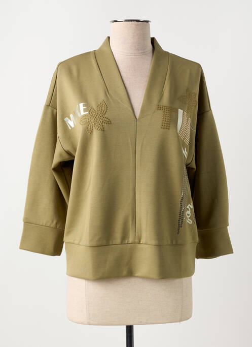 Sweat-shirt resserrée sur le bas manches 3/4 vert BETTY BARCLAY femme