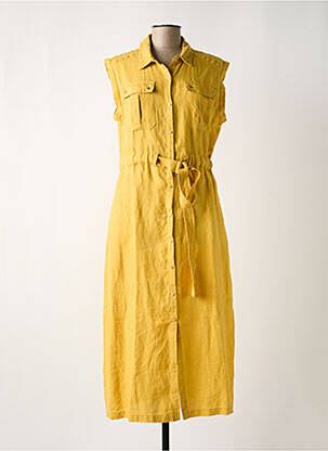 Robe longue manches courtes manches courtes jaune 7 SEASONS femme