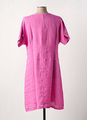 Robe mi-longue manches courtes manches courtes rose RIVIERES DE LUNE femme