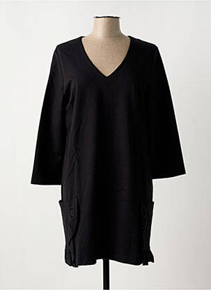 Robe mi-longue manches longues manches longues noir RIVIERES DE LUNE femme