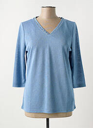 T-shirt col v manches 3/4 bleu CONCEPT K femme