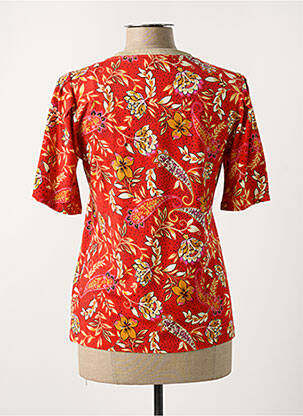 T-shirt col v manches courtes rouge 7 SEASONS femme