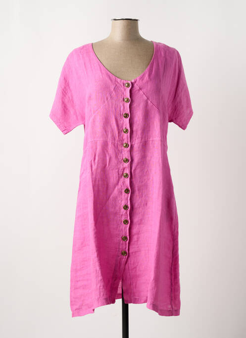 Robe mi-longue rose RIVIERES DE LUNE pour femme