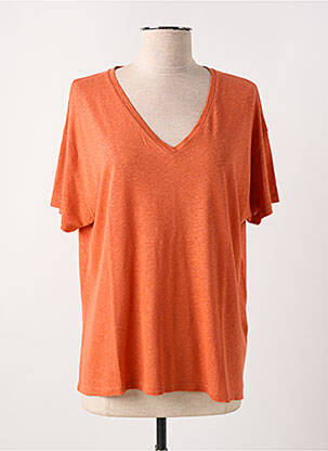 T-shirt col v manches courtes orange NICE THINGS femme