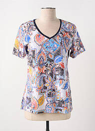 T-shirt col v manches courtes bleu CONCEPT K femme