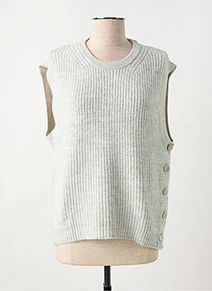 Pull tissage chiné sans manche gris KANOPE femme