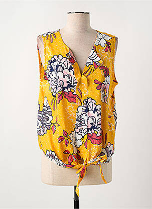 Blouse imprimé fleurs sans manche jaune LA FIANCEE DU MEKONG femme