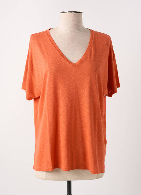 T-shirt col v manches courtes orange NICE THINGS femme