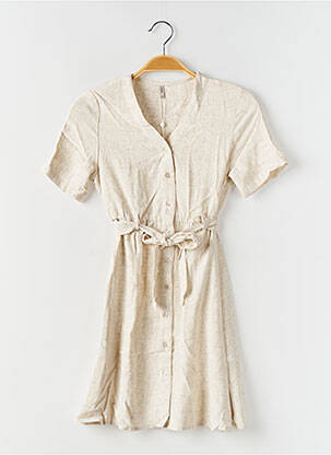 Robe courte manches courtes manches courtes beige ONLY fille