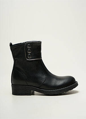 Bottines/boots matière lisse talon bas noir REQINS fille