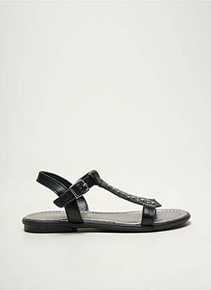 Sandales/nu pieds tissage satiné chiquet noir REQINS fille