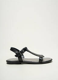 Sandales/nu pieds matière lisse chiquet noir REQINS fille