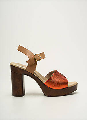 Sandales/nu pieds matière lisse talon haut de 10cm et plus orange MYMA femme