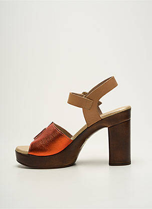 Sandales/nu pieds semi compensé talon haut de 10cm et plus orange MYMA femme