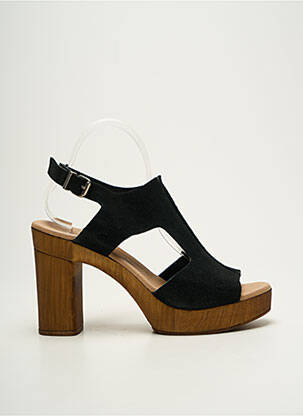 Sandales/nu pieds semi compensé talon haut de 10cm et plus noir MYMA femme