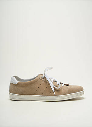 Baskets nubuck talon plat jusqu'à 3cm beige MYMA femme