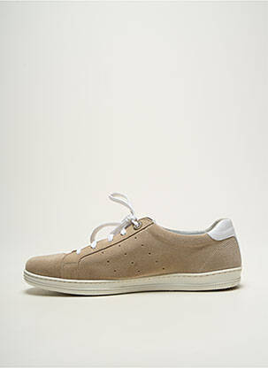 Baskets nubuck talon plat jusqu'à 3cm beige MYMA femme