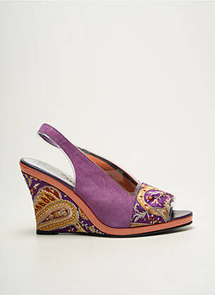 Sandales/nu pieds tissage satiné talon de 7 à 9cm violet AZUREE femme